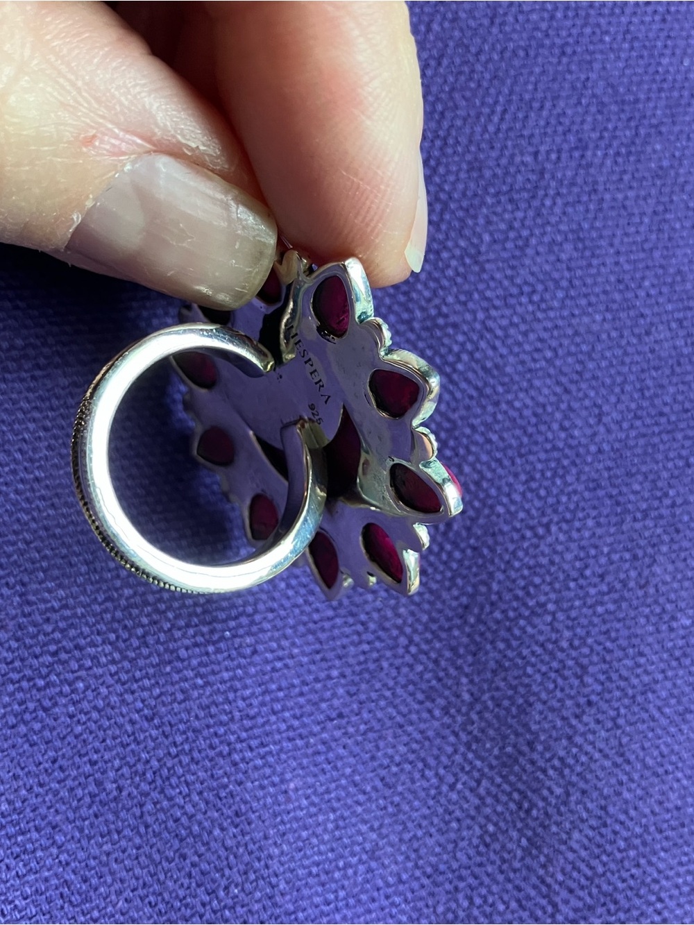 Celestial Crescent Statement Ring in Deep Red - Picture 2 of 2